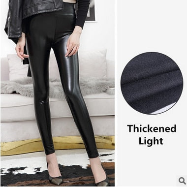 High Waist Leather Leggings for Women Black Light&Matt Thin&Thick Femme Fitness PU Leggings Sexy Push Up Slim Pants