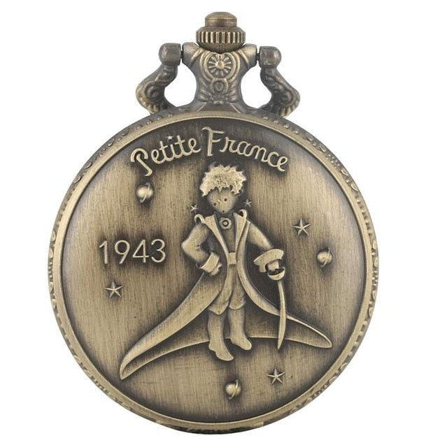 Hot Selling Classic The Little Prince Movie Planet Blue Bronze Vintage Quartz Pocket FOB Watch Popular Gifts for Boys Girls Kids