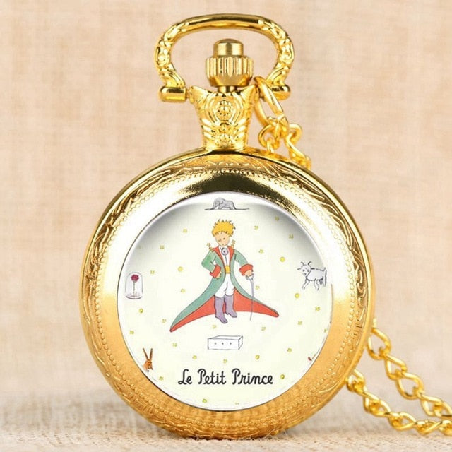 Hot Selling Classic The Little Prince Movie Planet Blue Bronze Vintage Quartz Pocket FOB Watch Popular Gifts for Boys Girls Kids