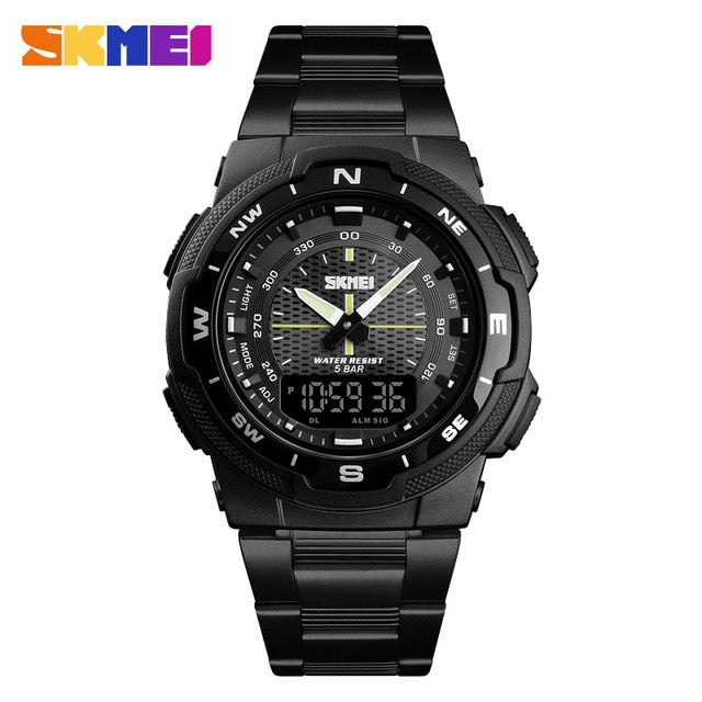 Men's Watch Fashion Sport Watches Stainless Steel Strap Mens Watches Stopwatch Chronograph Waterproof Wristwatch Men