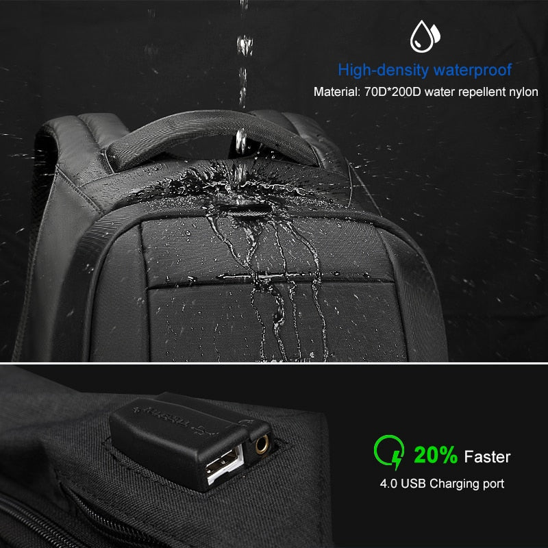 Hidden Anti theft Zipper 15.6 inch Men School Laptop Backpacks Water Repellent Travel 20L Multi USB Charger Male Mochila women