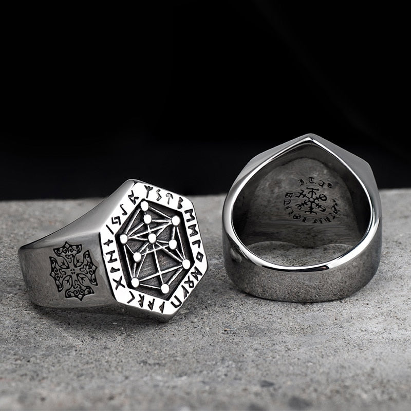 Nordic mythology Viking rune stainless steel  rings  for man and women  Kabala totem Index Ring fashion jewelry mygrillz