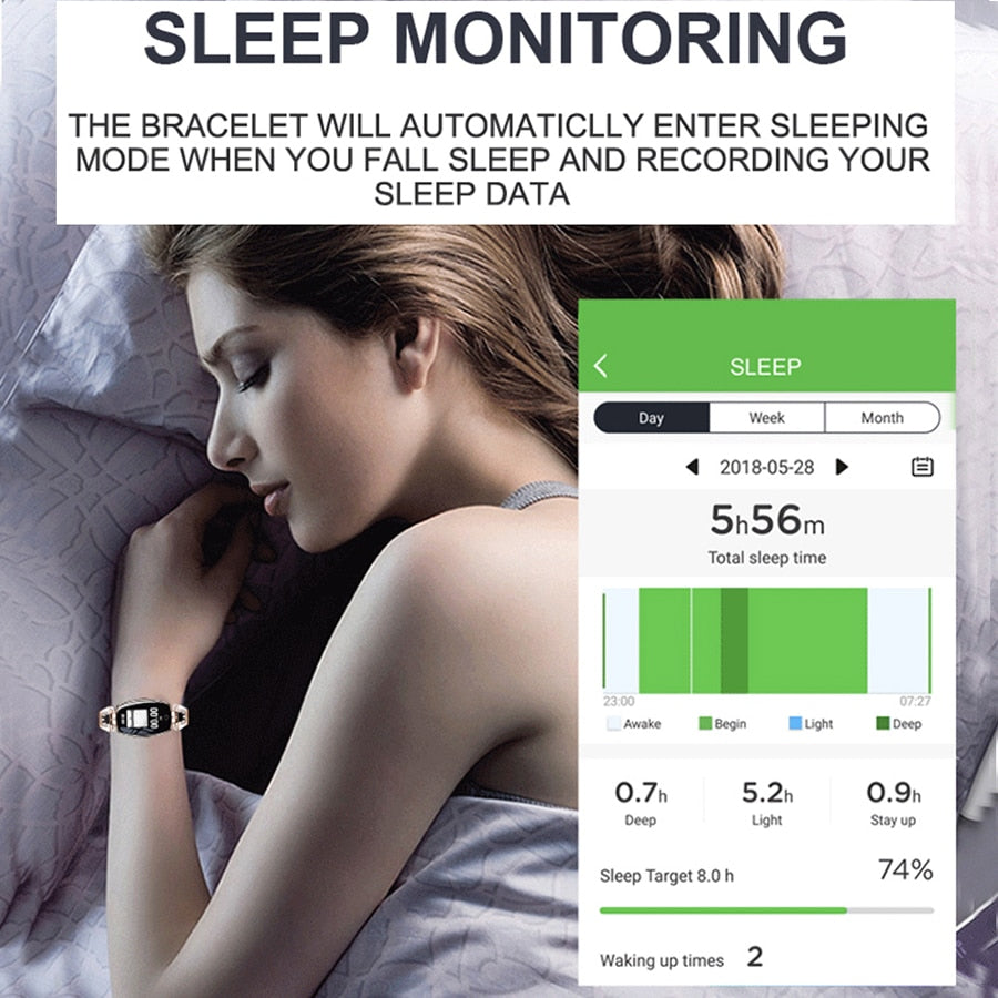 Fashion Women Smart Watch 0.96" OLED Heart Rate Blood Pressure Monitor Pedometer Fitness Tracker Waterproof Smartwatch