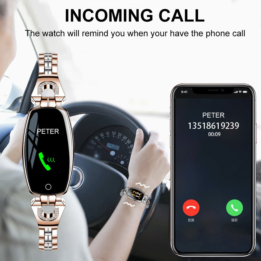 Fashion Women Smart Watch 0.96" OLED Heart Rate Blood Pressure Monitor Pedometer Fitness Tracker Waterproof Smartwatch