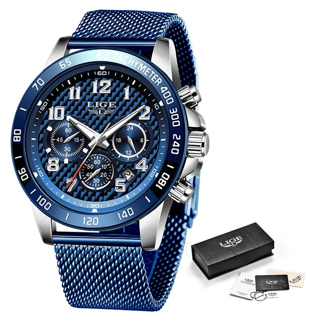 LIGE 2020 New Arrival Men Watches Top Luxury Brand Sport Watch Men Chronograph Quartz Wristwatch Date Male Relogio Masculino+Box