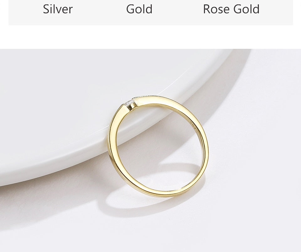 SILVERHOO 925 Sterling Silver Rings for Women Cute Zircon Round Geometric 925 Silver Wedding Ring Fine Jewelry Minimalist Gift