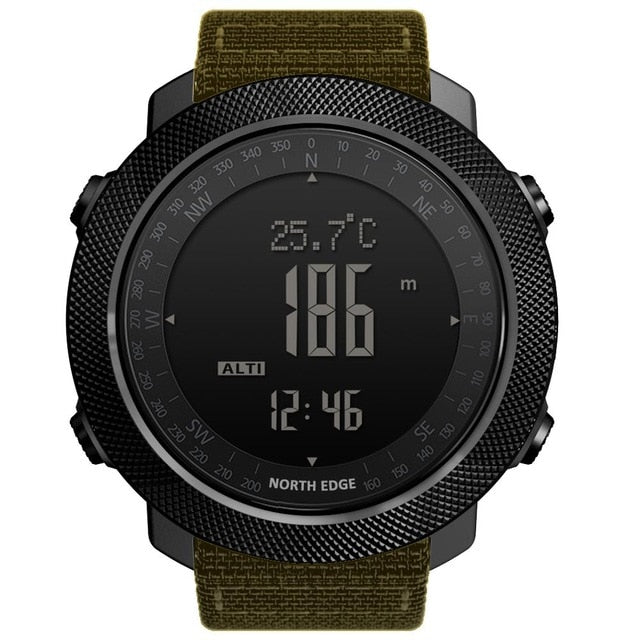 NORTH EDGE Men's sport Digital watch Hours Running Swimming Military Army watches Altimeter Barometer Compass waterproof 50m