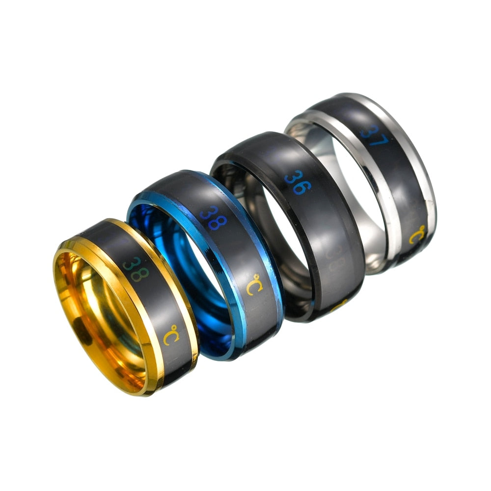 Smart Sensor Body Temperature Ring Stainless Steel Fashion Display Real-time Temperature Test Finger Ring