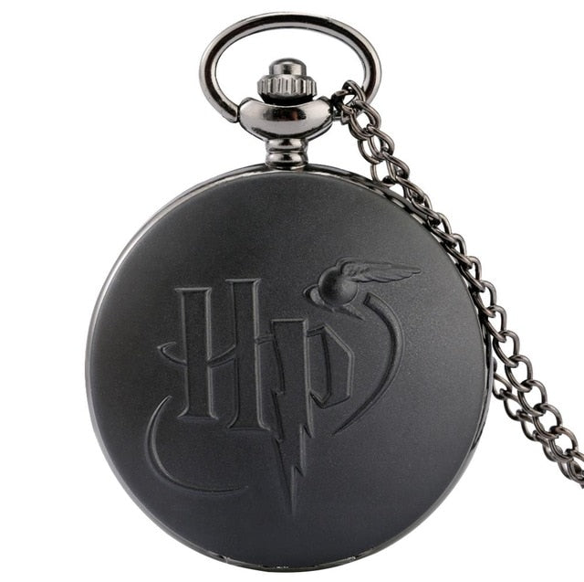 Retro Black/Gray HP Design Snitch Ball Quartz Pocket Watch Necklace Chain harried Pendant Pocket Watch Clock Gifts for Men Women