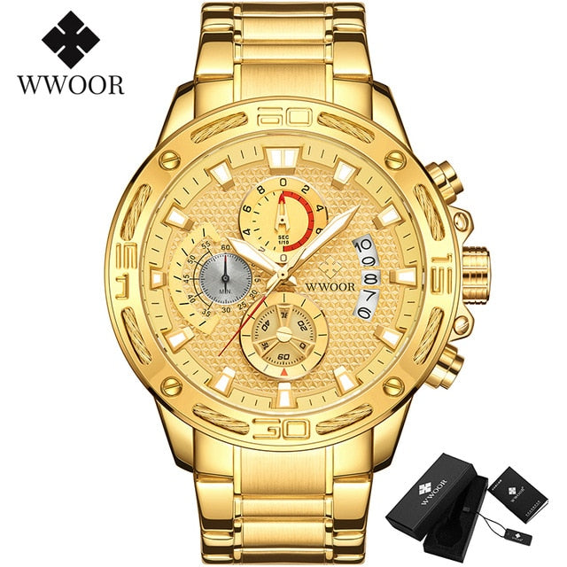 2020 New Men Watches Top Brand Luxury Gold Stainless Steel Quartz Watch Men Waterproof Sport Chronograph Relogio Masculino