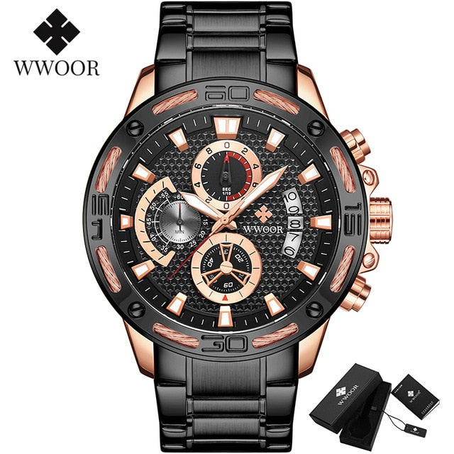 2020 New Men Watches Top Brand Luxury Gold Stainless Steel Quartz Watch Men Waterproof Sport Chronograph Relogio Masculino