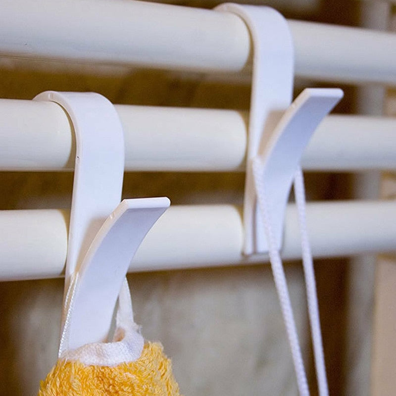 High Quality Hanger For Heated Towel Radiator Rail Clothes Hanger Bath Hook Holder Percha Plegable Scarf Hanger white 6pcs