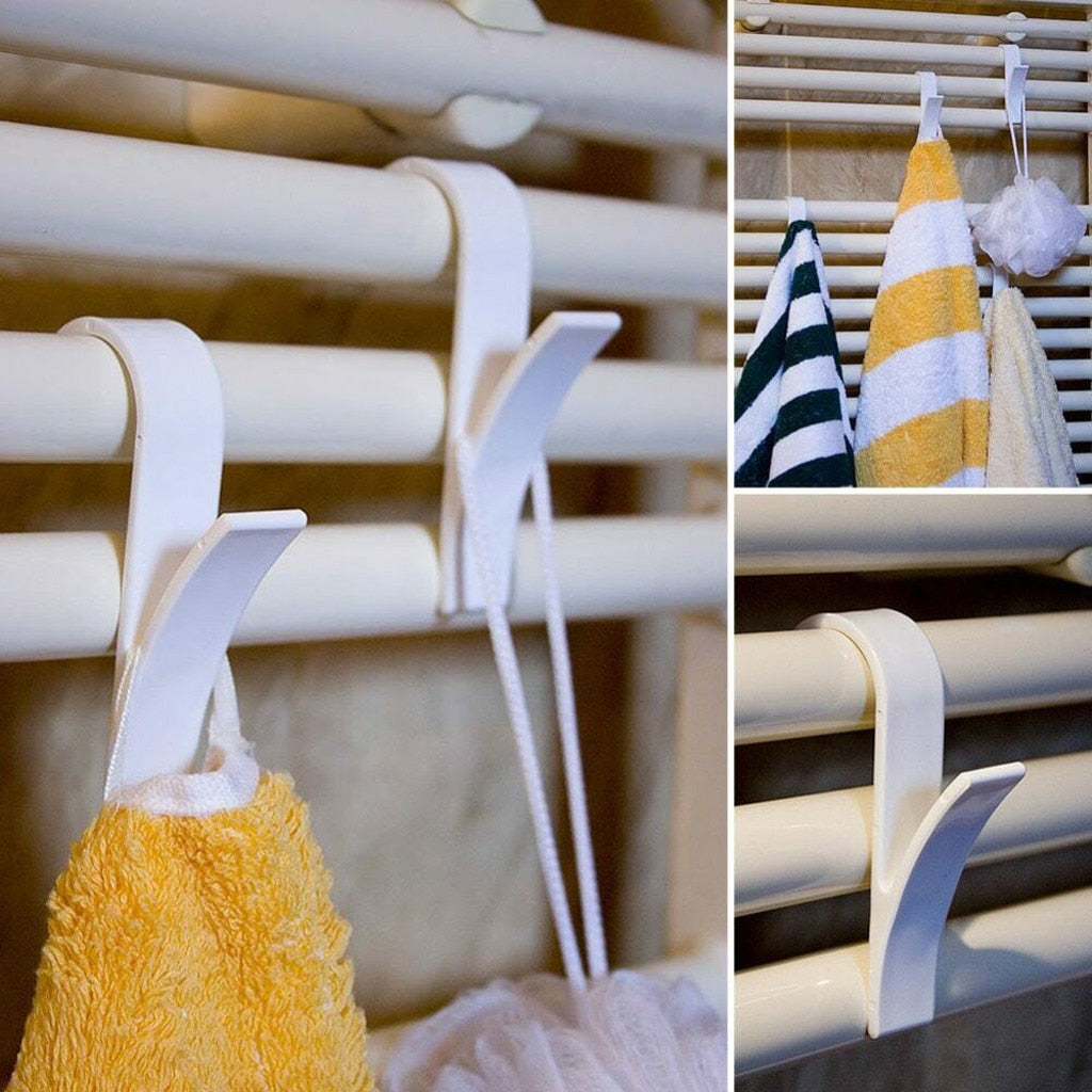 High Quality Hanger For Heated Towel Radiator Rail Clothes Hanger Bath Hook Holder Percha Plegable Scarf Hanger white 6pcs