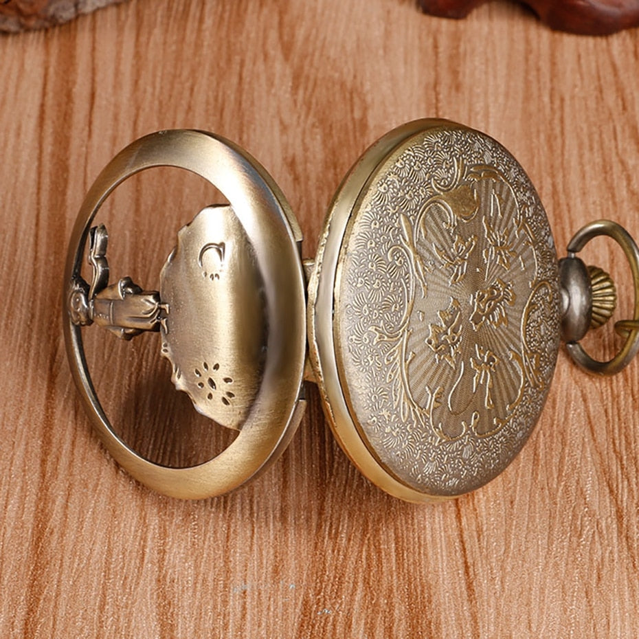 Hot Selling Classic The Little Prince Movie Planet Blue Bronze Vintage Quartz Pocket FOB Watch Popular Gifts for Boys Girls Kids