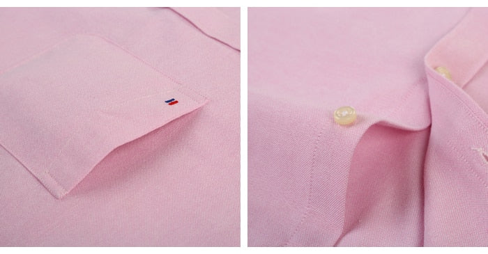 Men's Long Sleeve Oxford Plaid Striped Casual Shirt Front Patch Chest Pocket Regular-fit Button-down Collar Thick Work Shirts