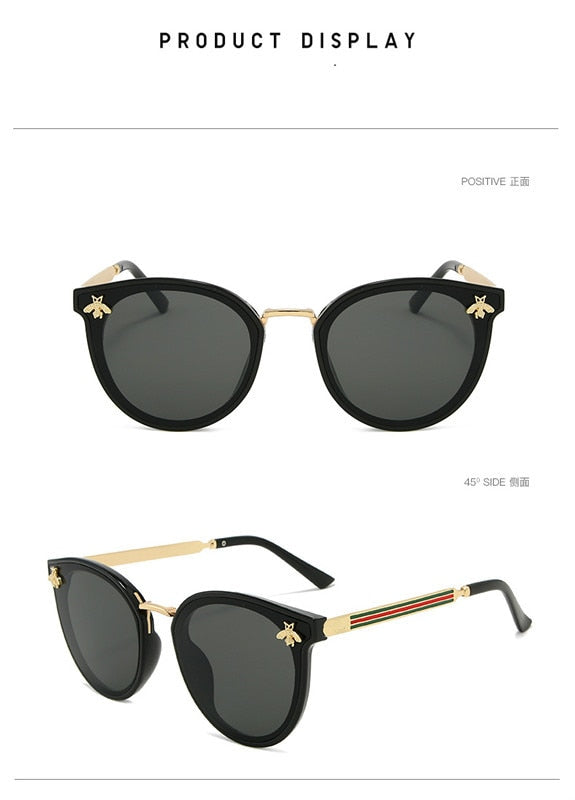 2021 luxury bee Fashion for women Sunglasses Men Square Brand Design Sun Glasses Oculos Retro male iron