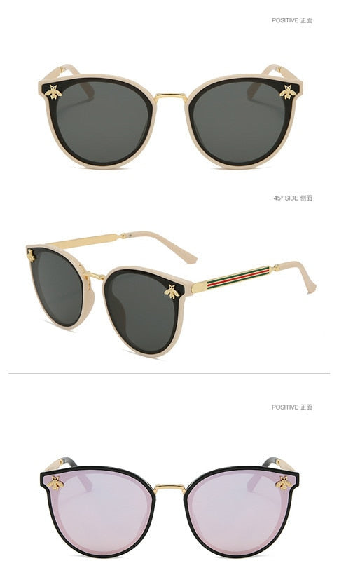 2021 luxury bee Fashion for women Sunglasses Men Square Brand Design Sun Glasses Oculos Retro male iron