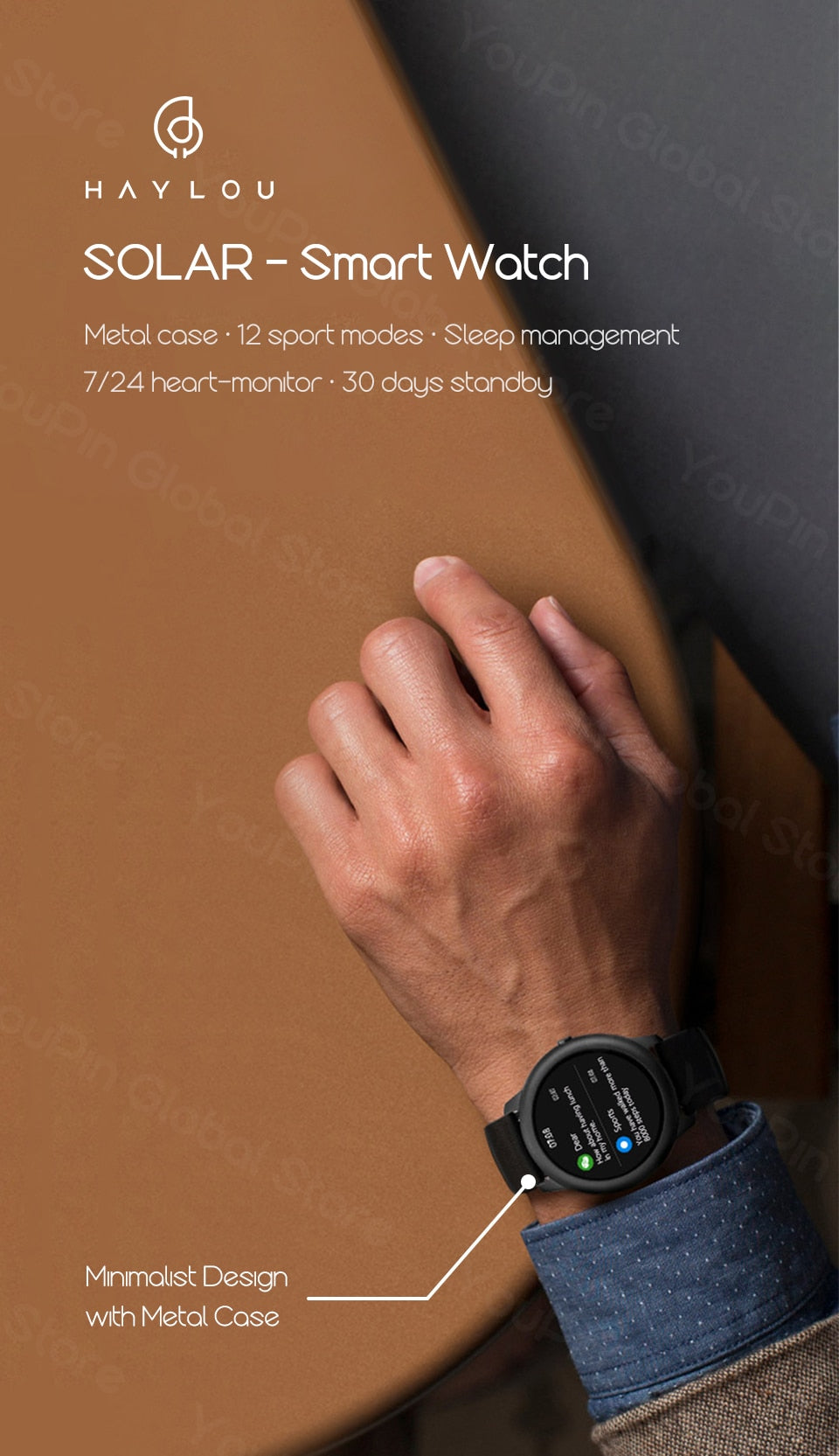 Smart Watch Sport Metal Heart Rate Sleep Monitor IP68 Waterproof iOS Android Global Version for Xiaomi YouPin