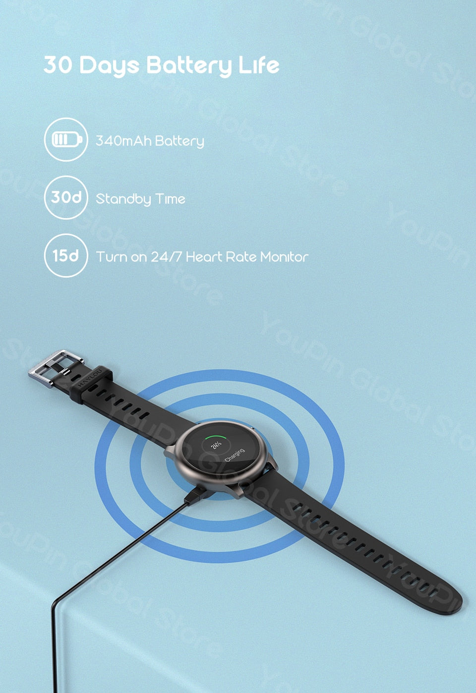Smart Watch Sport Metal Heart Rate Sleep Monitor IP68 Waterproof iOS Android Global Version for Xiaomi YouPin