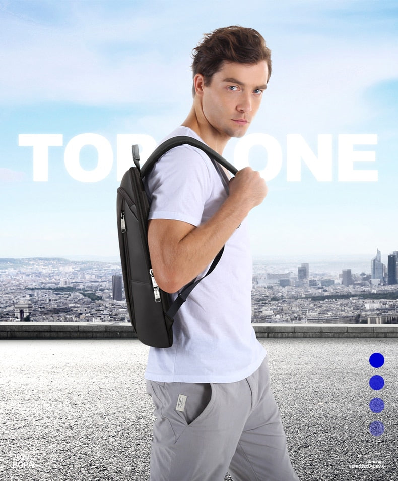 BOPAI Slim Laptop Backpack Men 15.6 Inch Office Work Women Backpacking Business Bag Unisex Black Thin Ultralight Bag Pack