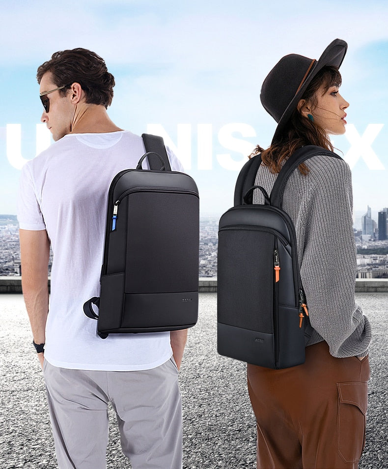 BOPAI Slim Laptop Backpack Men 15.6 Inch Office Work Women Backpacking Business Bag Unisex Black Thin Ultralight Bag Pack