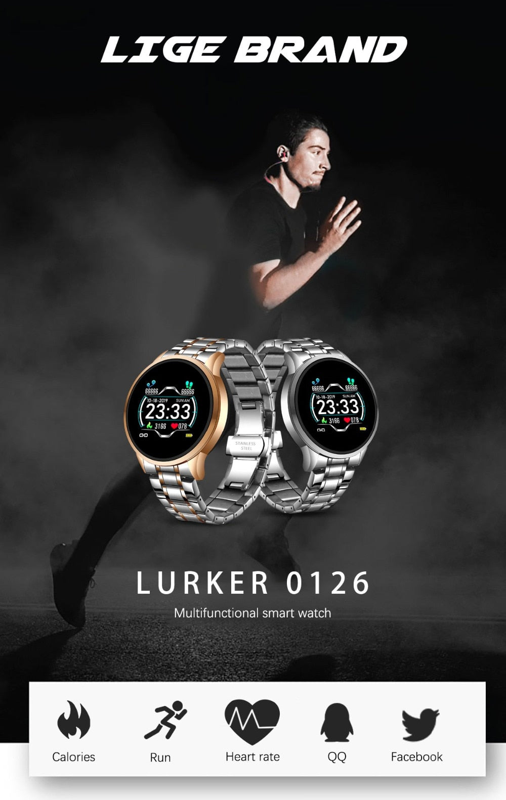 2020 New stainless steel Digital Watch Men Sport Watches Electronic LED Male Wrist Watch For Men Clock Waterproof Bluetooth Hour