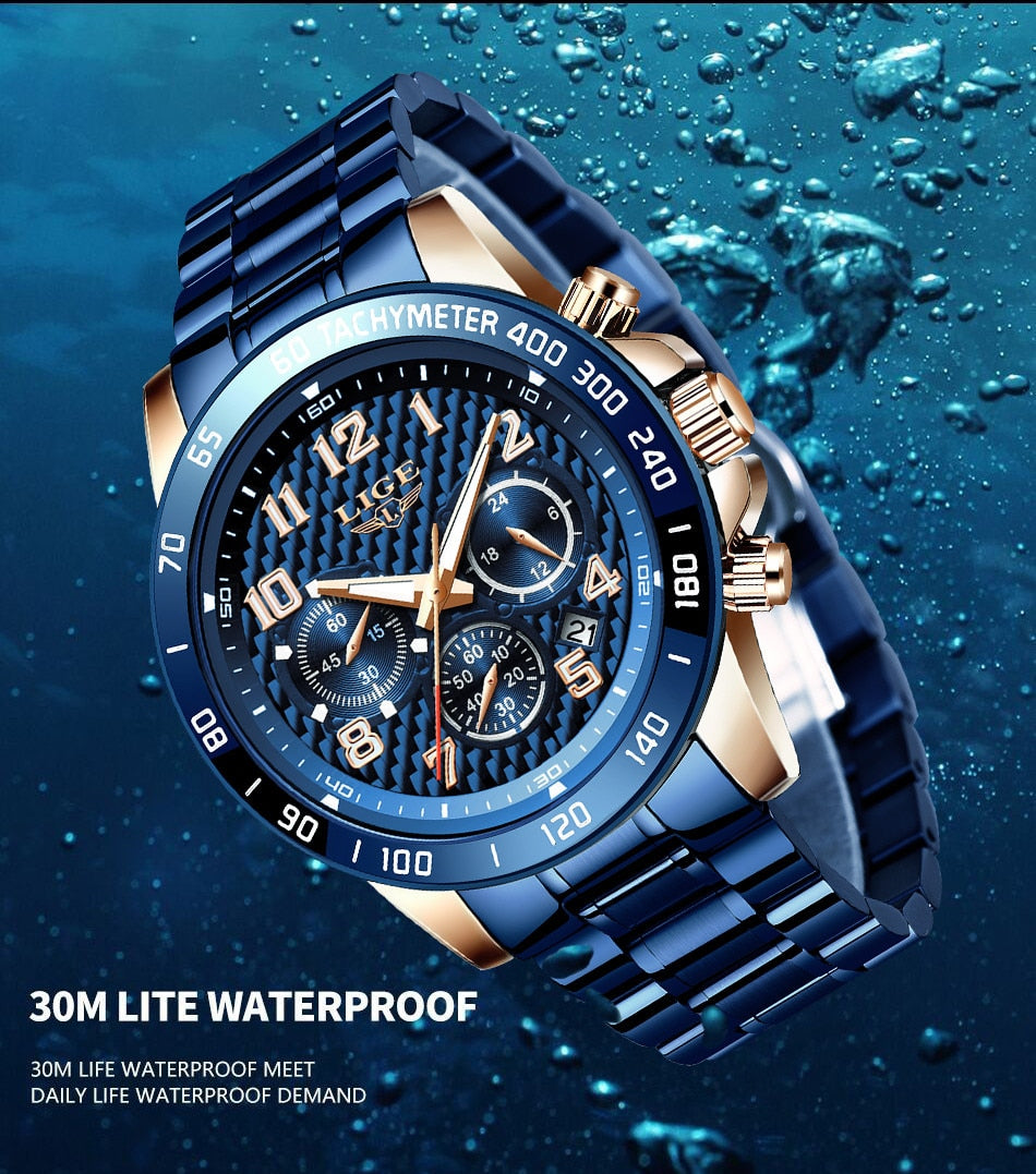LIGE 2020 New Arrival Men Watches Top Luxury Brand Sport Watch Men Chronograph Quartz Wristwatch Date Male Relogio Masculino+Box