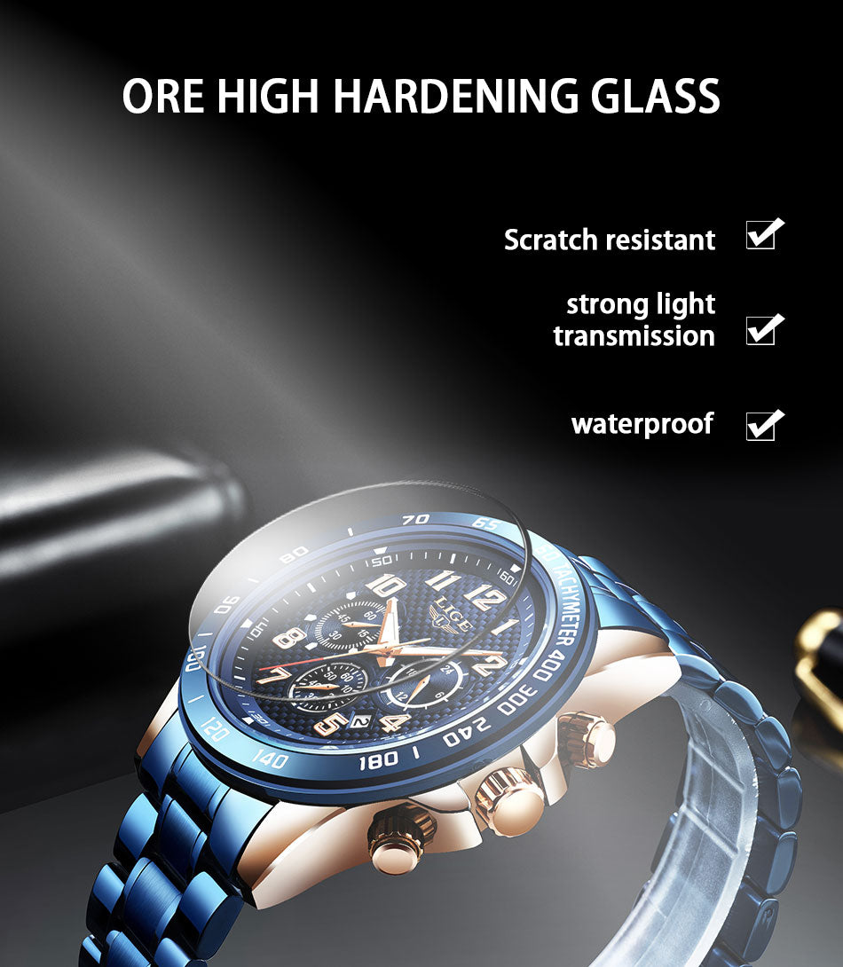 LIGE 2020 New Arrival Men Watches Top Luxury Brand Sport Watch Men Chronograph Quartz Wristwatch Date Male Relogio Masculino+Box