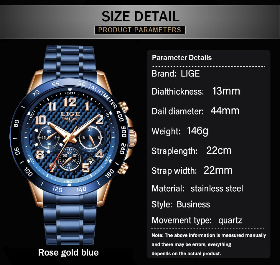 LIGE 2020 New Arrival Men Watches Top Luxury Brand Sport Watch Men Chronograph Quartz Wristwatch Date Male Relogio Masculino+Box