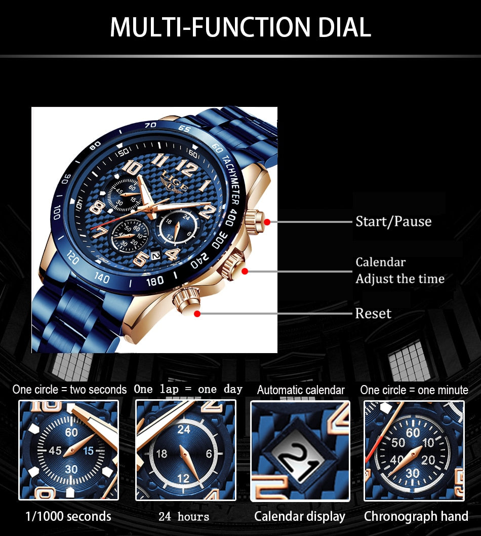 LIGE 2020 New Arrival Men Watches Top Luxury Brand Sport Watch Men Chronograph Quartz Wristwatch Date Male Relogio Masculino+Box
