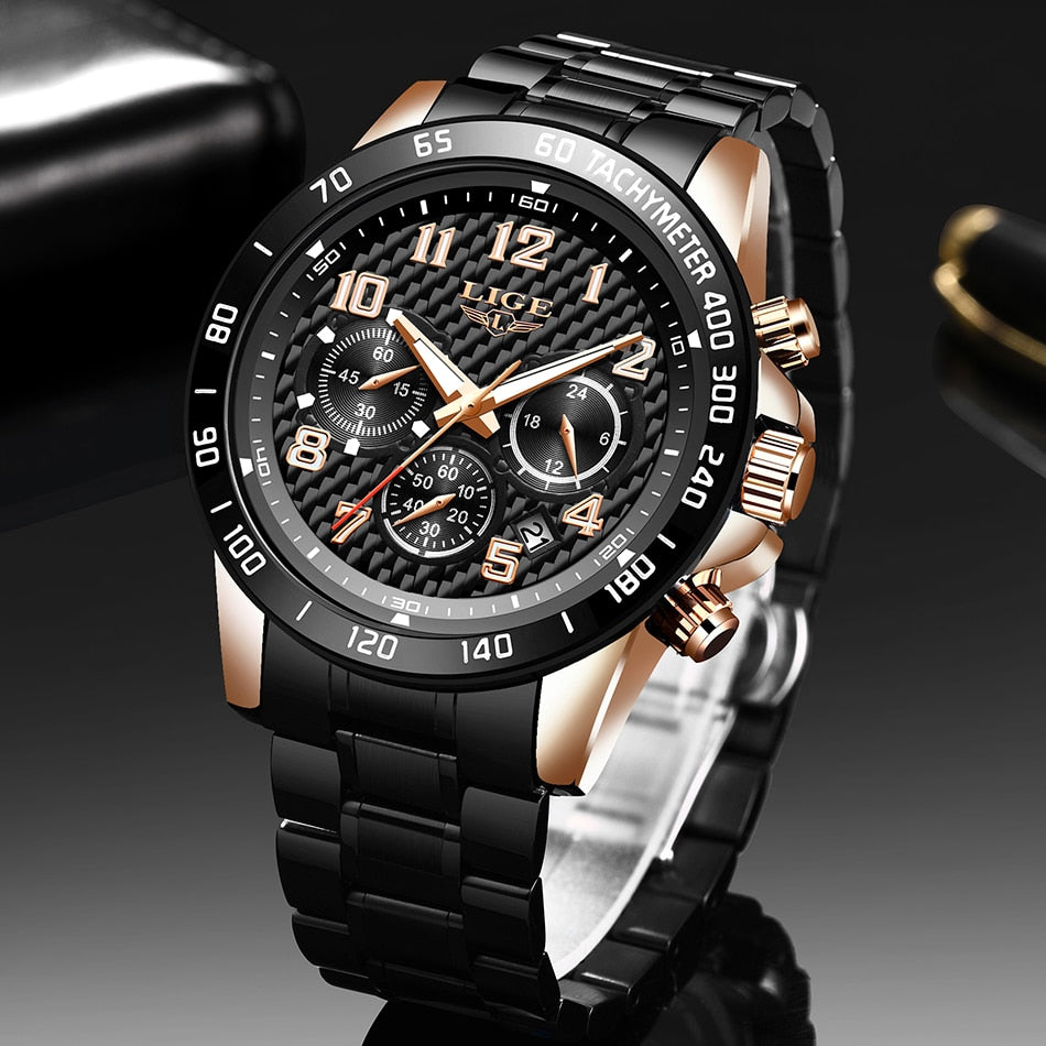 LIGE 2020 New Arrival Men Watches Top Luxury Brand Sport Watch Men Chronograph Quartz Wristwatch Date Male Relogio Masculino+Box