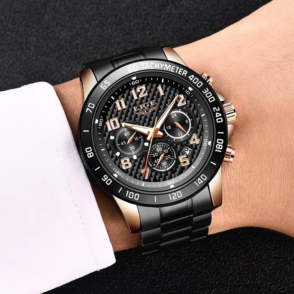 LIGE 2020 New Arrival Men Watches Top Luxury Brand Sport Watch Men Chronograph Quartz Wristwatch Date Male Relogio Masculino+Box