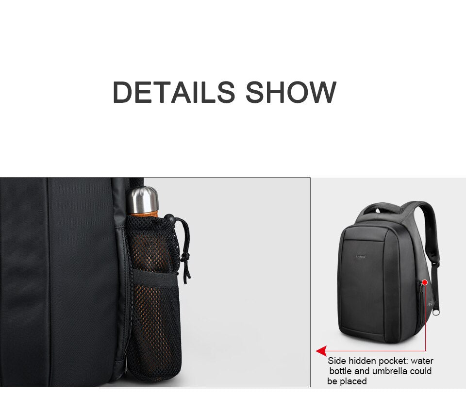 Hidden Anti theft Zipper 15.6 inch Men School Laptop Backpacks Water Repellent Travel 20L Multi USB Charger Male Mochila women