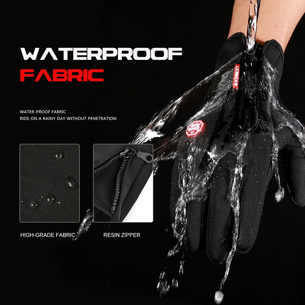 WorthWhile Winter Cycling Gloves Bicycle Warm Touchscreen Full Finger Gloves Waterproof Outdoor Bike Skiing Motorcycle Riding