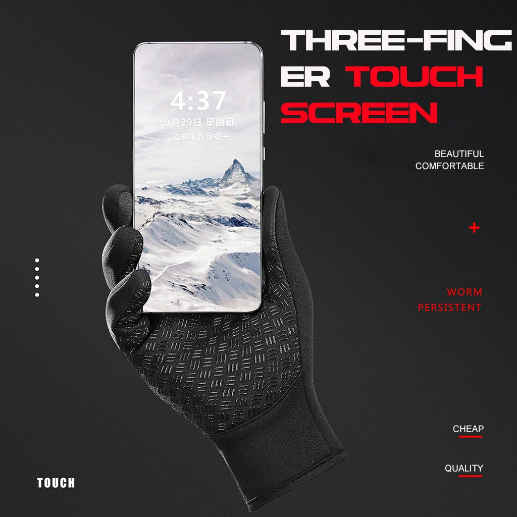 WorthWhile Winter Cycling Gloves Bicycle Warm Touchscreen Full Finger Gloves Waterproof Outdoor Bike Skiing Motorcycle Riding