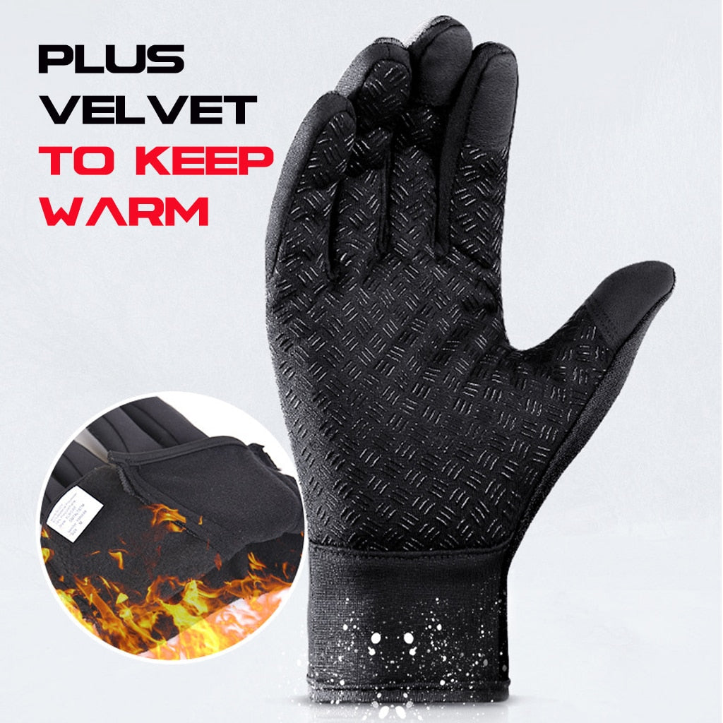 WorthWhile Winter Cycling Gloves Bicycle Warm Touchscreen Full Finger Gloves Waterproof Outdoor Bike Skiing Motorcycle Riding