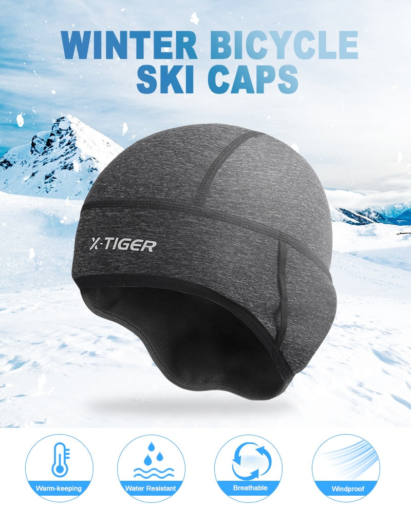 X-TIGER Winter Cycling Cap Windproof Thermal Ski Cap Running Skiing Motocycle Riding Hat Men Women MTB Bike Cycling Headwear