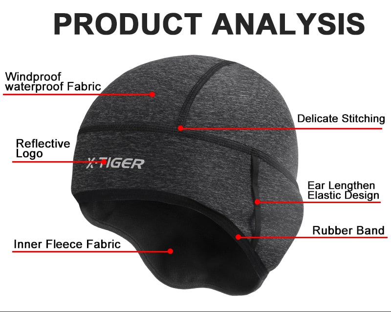 X-TIGER Winter Cycling Cap Windproof Thermal Ski Cap Running Skiing Motocycle Riding Hat Men Women MTB Bike Cycling Headwear