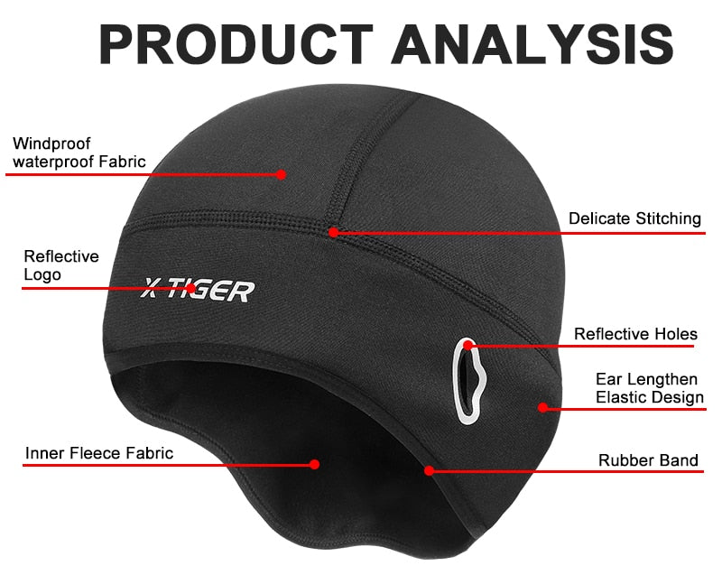 X-TIGER Winter Cycling Cap Windproof Thermal Ski Cap Running Skiing Motocycle Riding Hat Men Women MTB Bike Cycling Headwear
