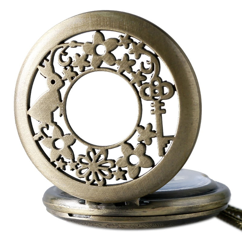 New Arrival Retro Alice in Wonderland Theme Bronze Quartz Pocket Watches Vintage Fob Watches Christmas Birthday Gift