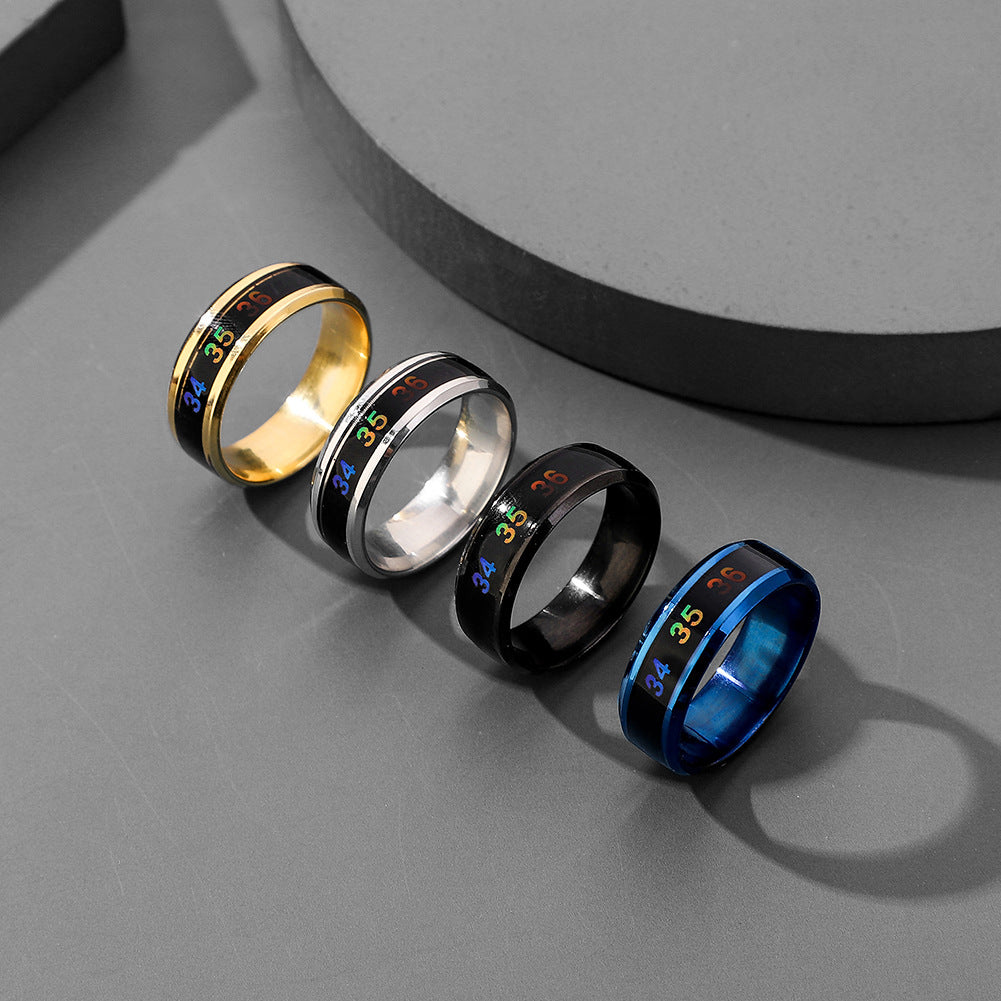 Smart Sensor Body Temperature Ring Stainless Steel Fashion Display Real-time Temperature Test Finger Ring