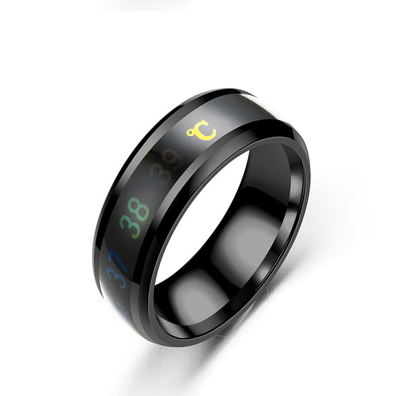 Smart Sensor Body Temperature Ring Stainless Steel Fashion Display Real-time Temperature Test Finger Ring