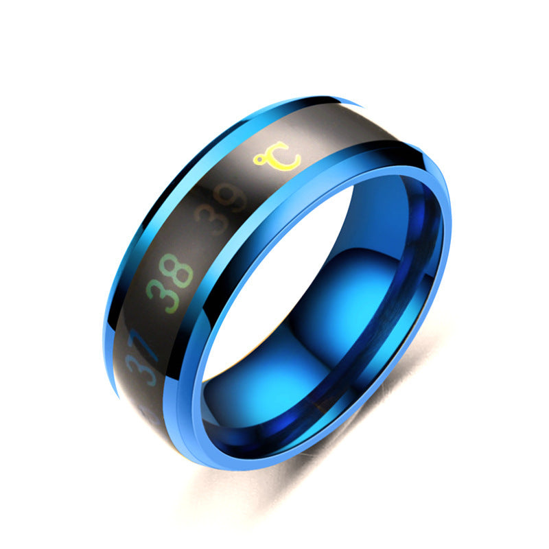 Smart Sensor Body Temperature Ring Stainless Steel Fashion Display Real-time Temperature Test Finger Ring
