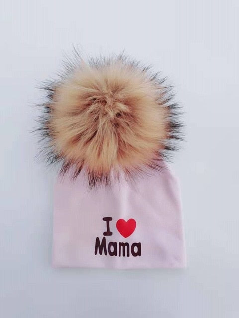 girl newborn cotton hats baby pom pom photo props i love mama papa children's kids hat  boy toddler girl cap bonnet infant hats
