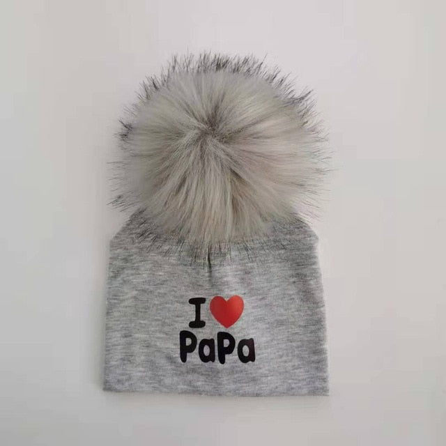 girl newborn cotton hats baby pom pom photo props i love mama papa children's kids hat  boy toddler girl cap bonnet infant hats