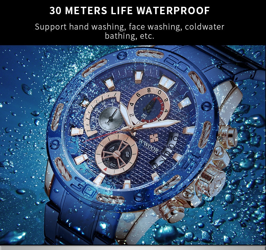 2020 New Men Watches Top Brand Luxury Gold Stainless Steel Quartz Watch Men Waterproof Sport Chronograph Relogio Masculino