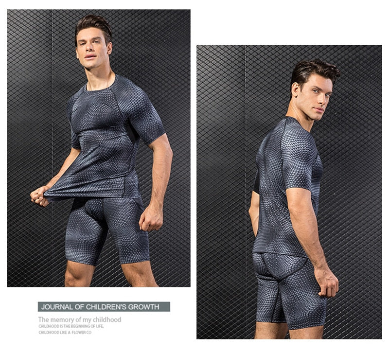 Quick Dry Workout Running Shirt Compression Fitness Tops Breathable Jersey Gym T-shirts Clothing Rashguard Male Sport Shirts Men