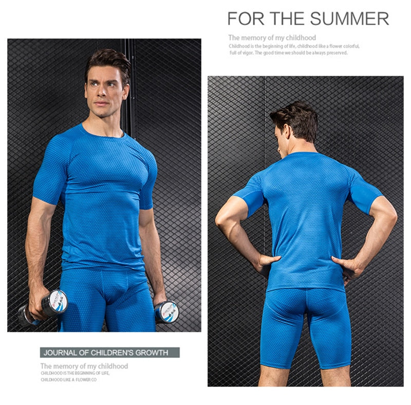 Quick Dry Workout Running Shirt Compression Fitness Tops Breathable Jersey Gym T-shirts Clothing Rashguard Male Sport Shirts Men