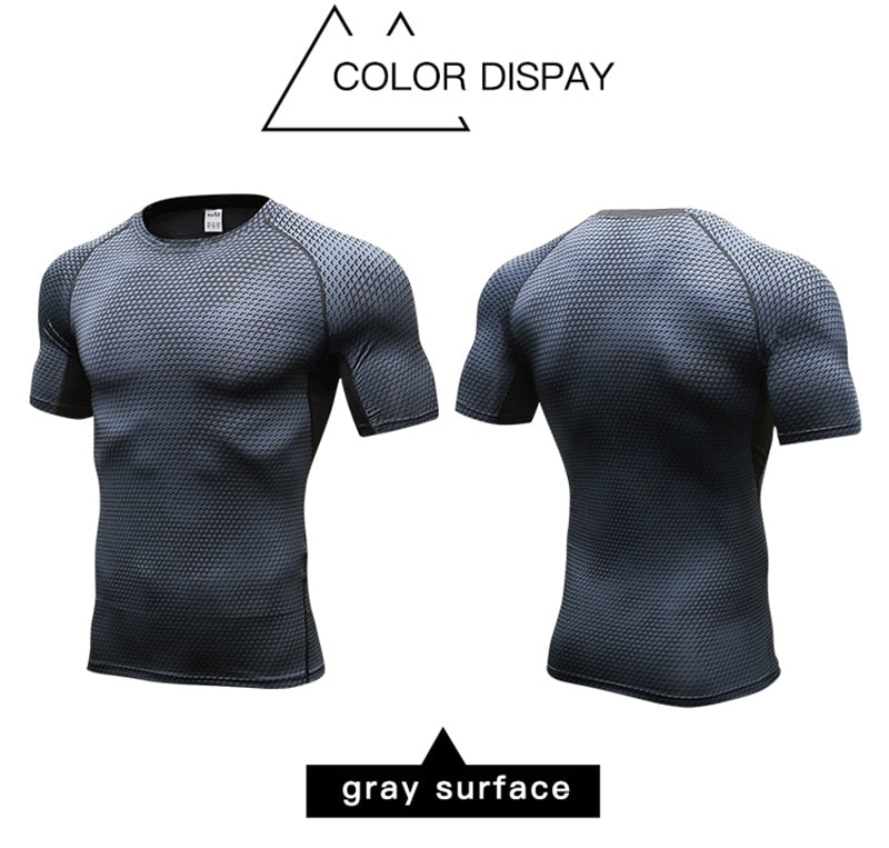 Quick Dry Workout Running Shirt Compression Fitness Tops Breathable Jersey Gym T-shirts Clothing Rashguard Male Sport Shirts Men