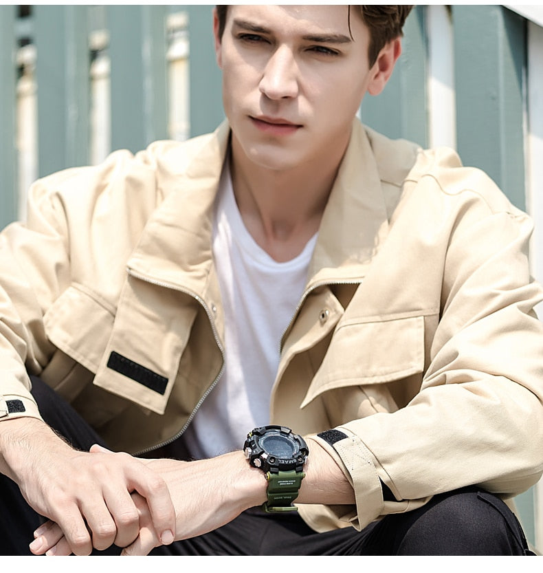 Mens Watch Military Water resistant SMAEL Sport watch Army led Digital wrist Stopwatches for male 1802 relogio masculino Watches